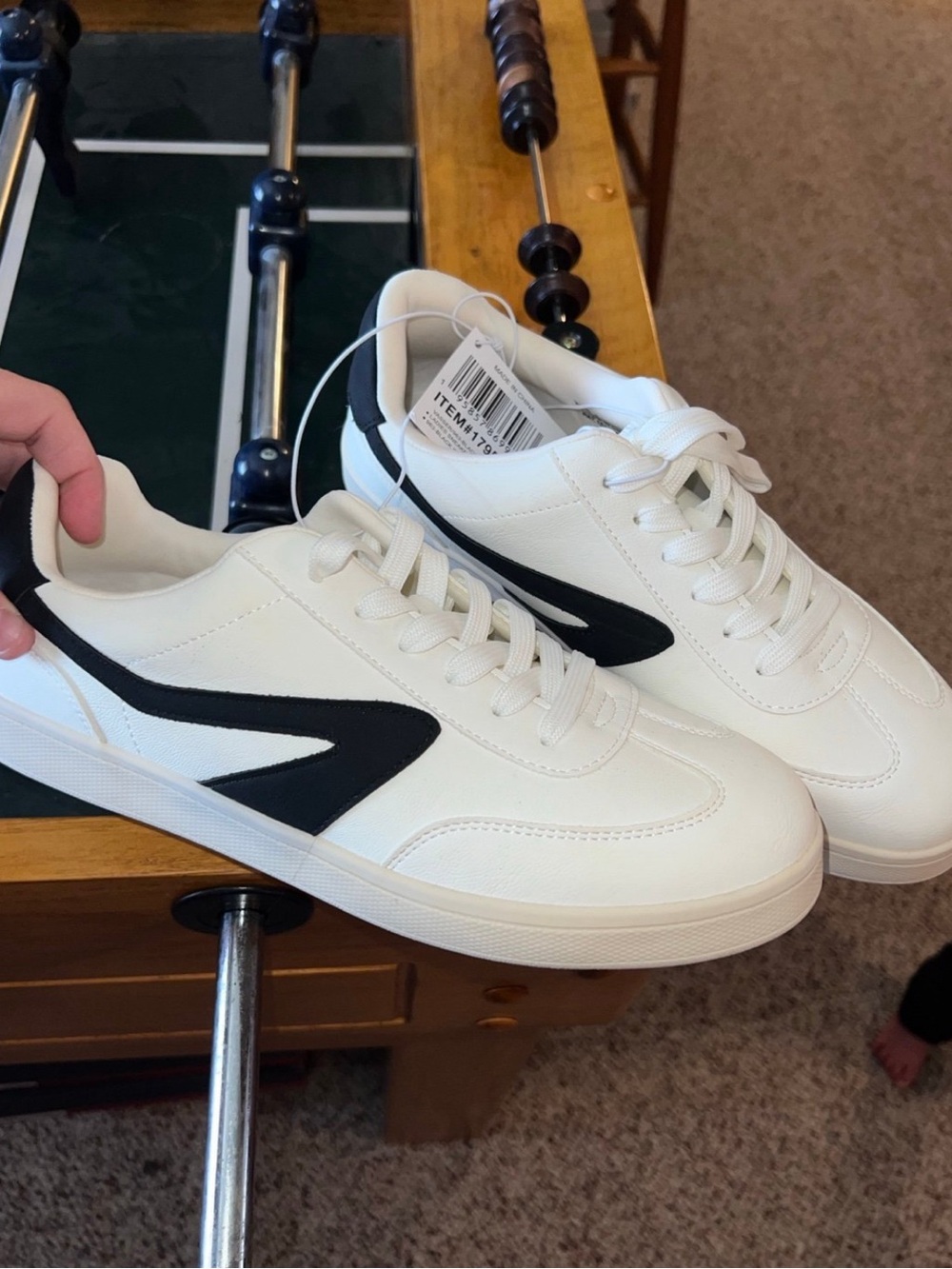 Women's White Sneakers with Black Accent - Classic Low-Top